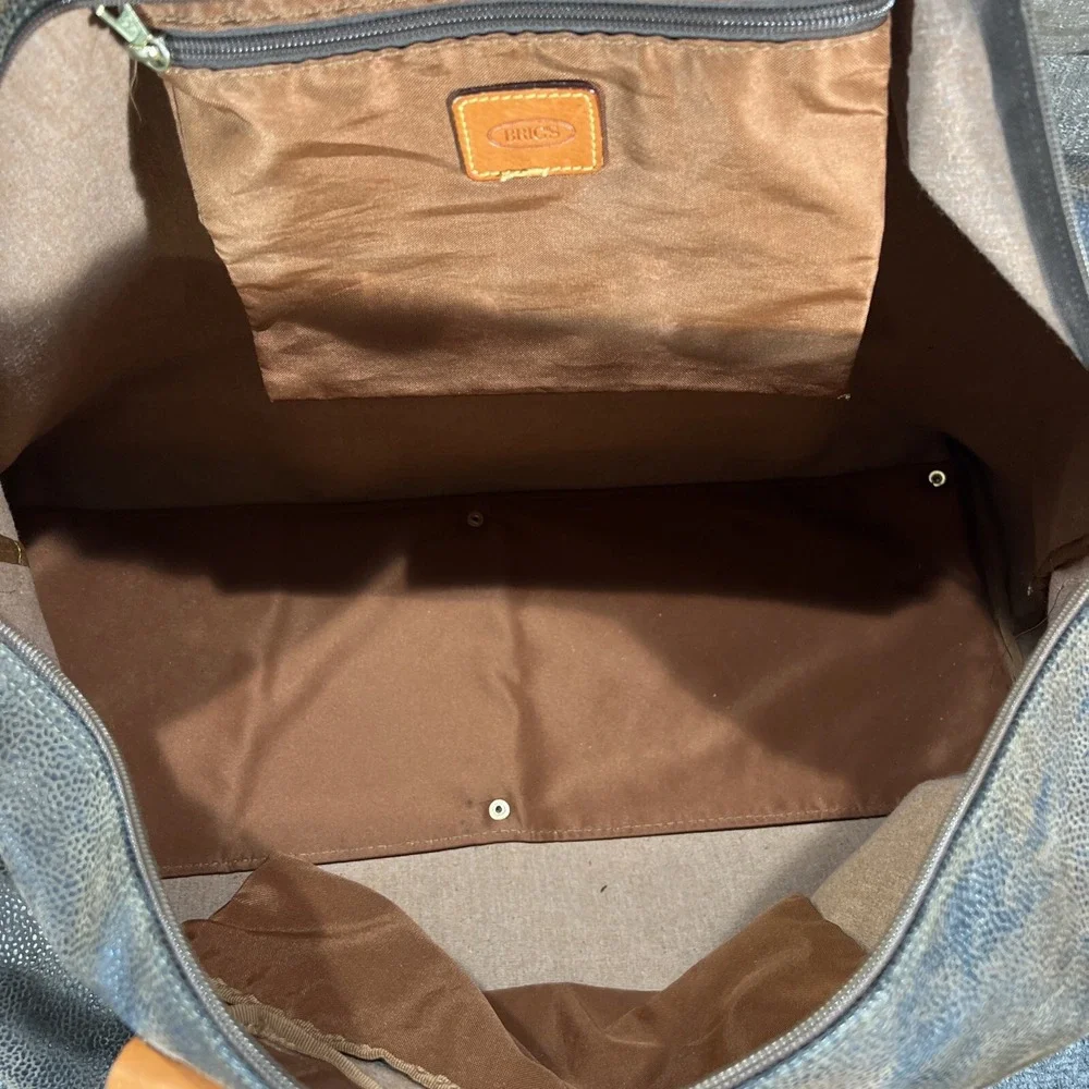 Brics Travel Weekend Bag Pebbled Leather Duffel Made In Italy 24